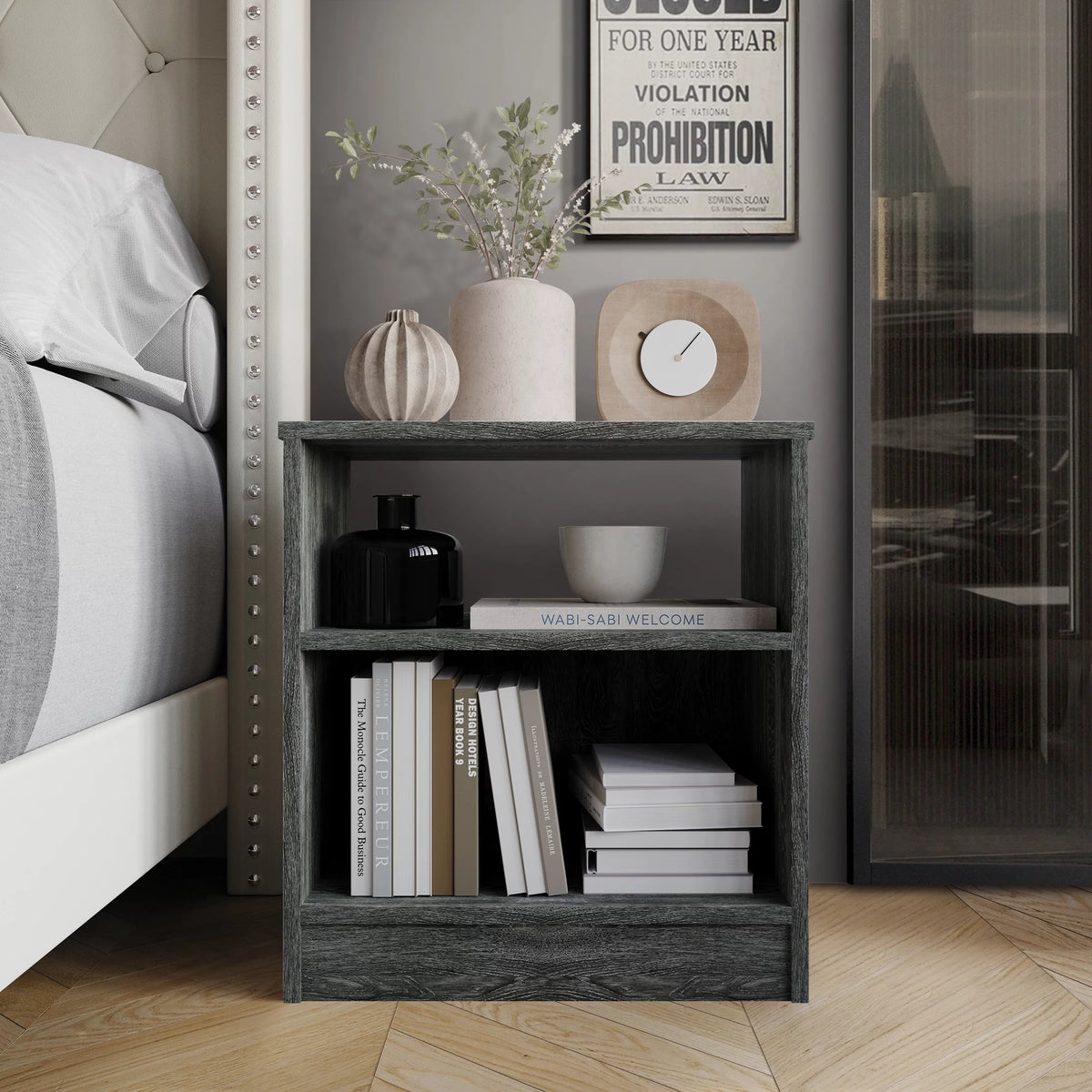 Minimalist Nightstand with Shelf F1480