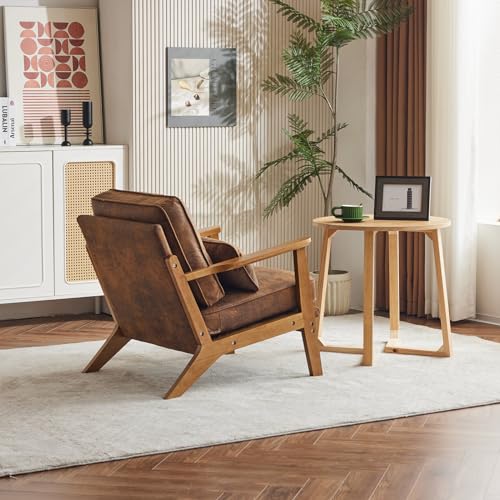 Brown Accent Chair with Lumbar Pillow T901988