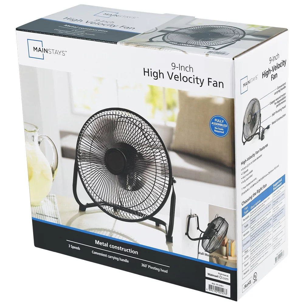 9 in 3 Speed Steel Floor Fan U5035