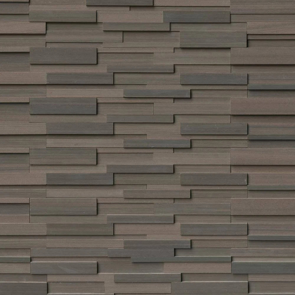 Brown Wave 3D Ledger Panel 6 in. x 24 in. Honed Sandstone Wall Tile L9444