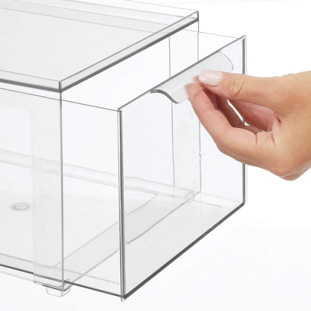 Clear 4 Pack Plastic Stackable Storage Drawer E791