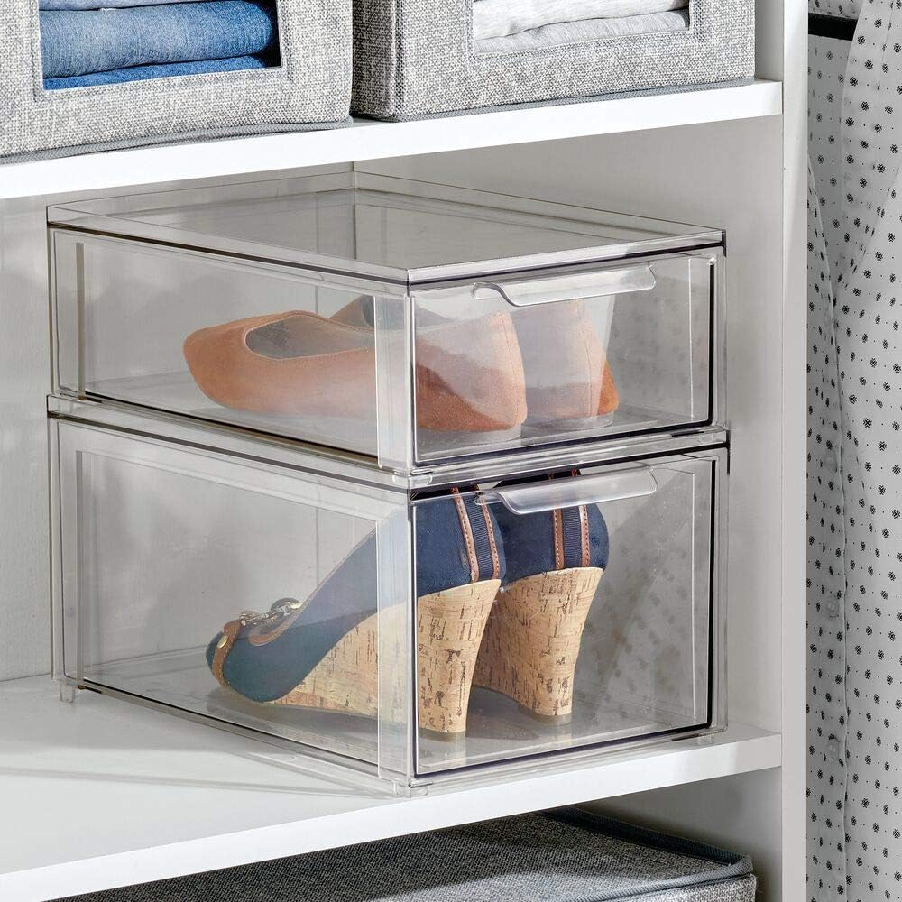 Clear 4 Pack Plastic Stackable Storage Drawer E791