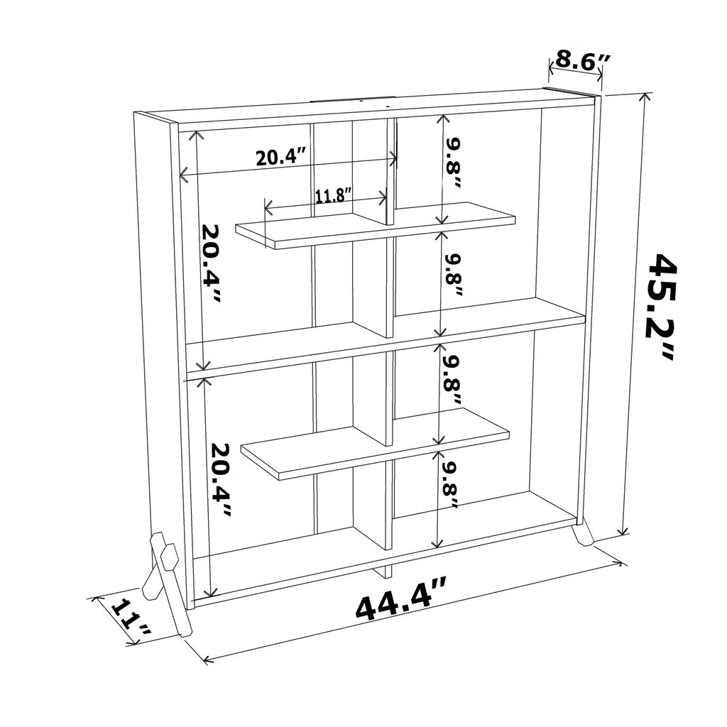 Walnut Yellow 6 Shelf Wood Bookcase Z993786