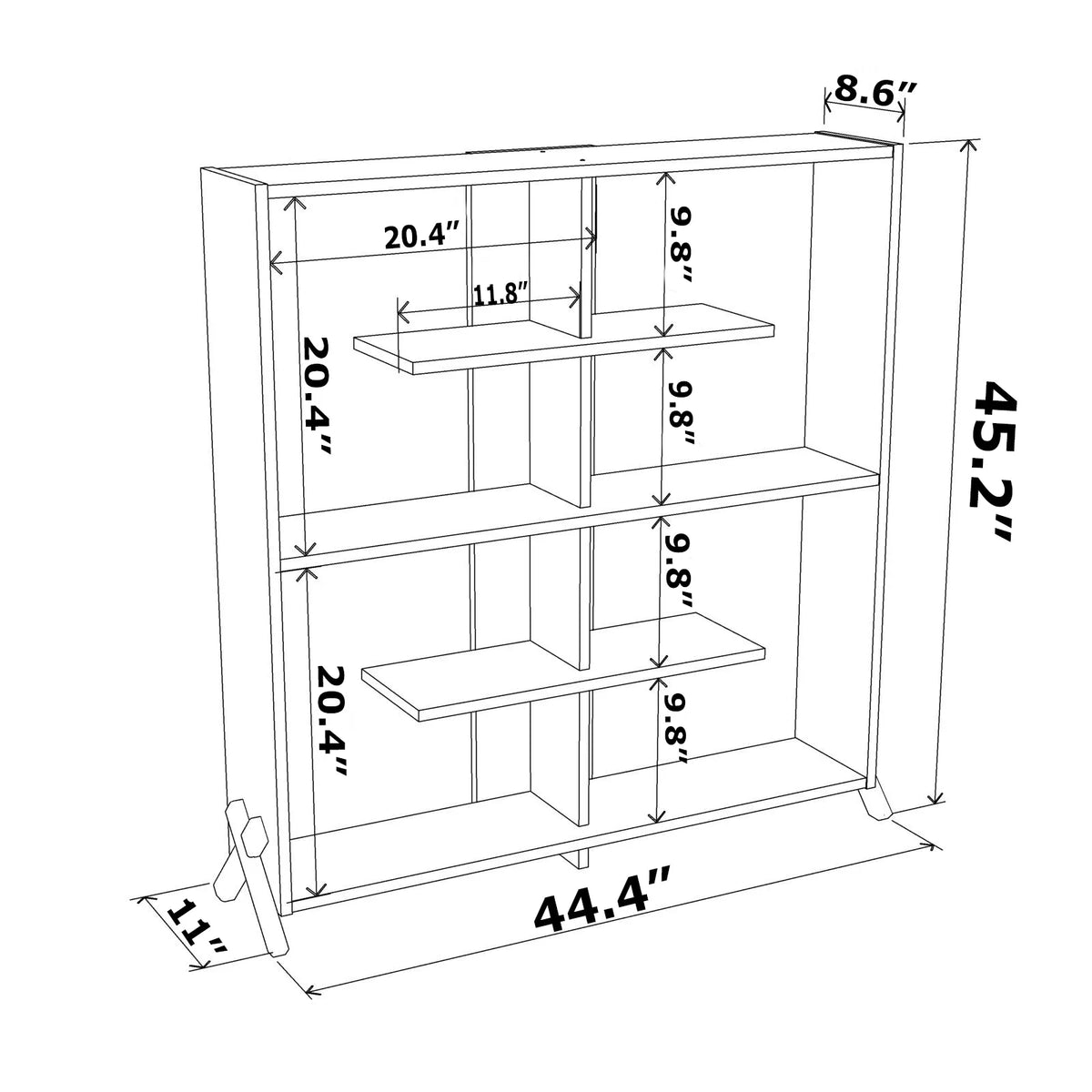 Walnut Yellow 6 Shelf Wood Bookcase Z993786