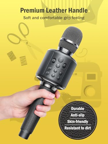 Wireless Bluetooth Karaoke Microphone with Built-in Speaker, Reverb, Duet Mode, Gray K9649