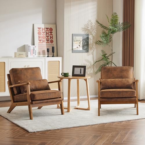 Brown Accent Chair with Lumbar Pillow T901988