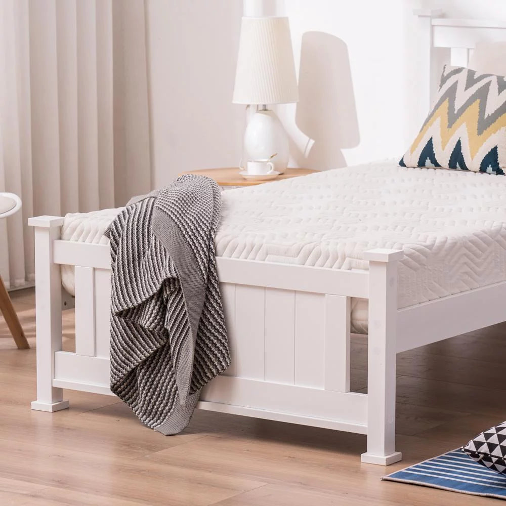 Gray Solid Pine Wood Twin Bed Frame with Headboard N784297