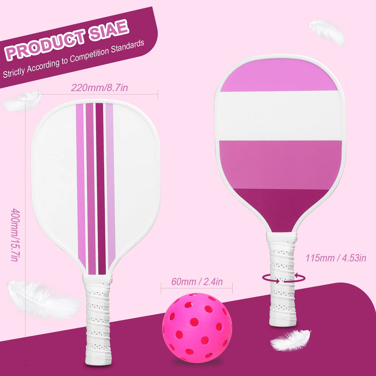 USAPA Approved Pickleball Set of 4 with 4 Balls Pink P4636