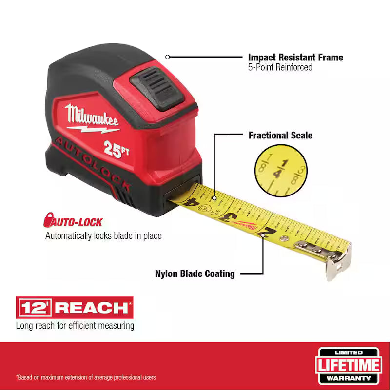 25 ft. Tape Measure with 16 ft. Auto Lock Tape Measure J466