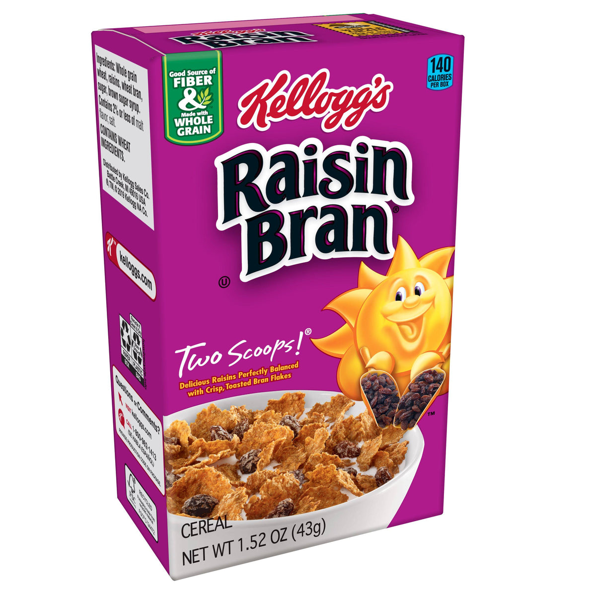 Raisin Bran Cereal 1.52oz Box Pack of 70 U849