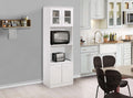 Tall White Kitchen Pantry Microwave Storage Cabinet I529256