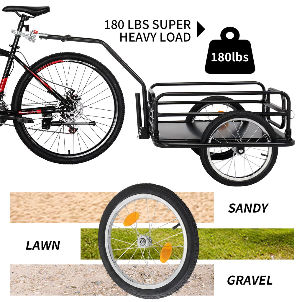 Foldable Bike Cargo Trailer with 16 Wheels, Black O5848