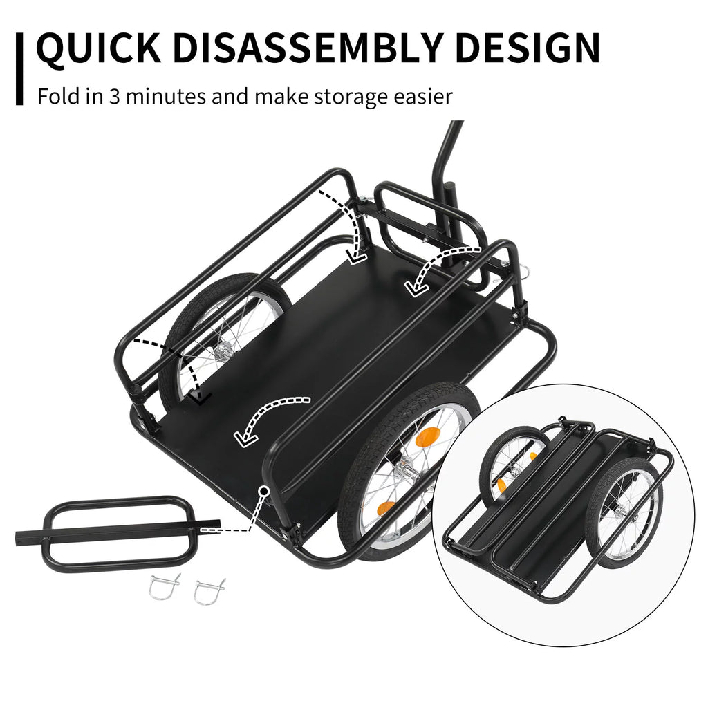 Foldable Bike Cargo Trailer with 16 Wheels, Black O5848