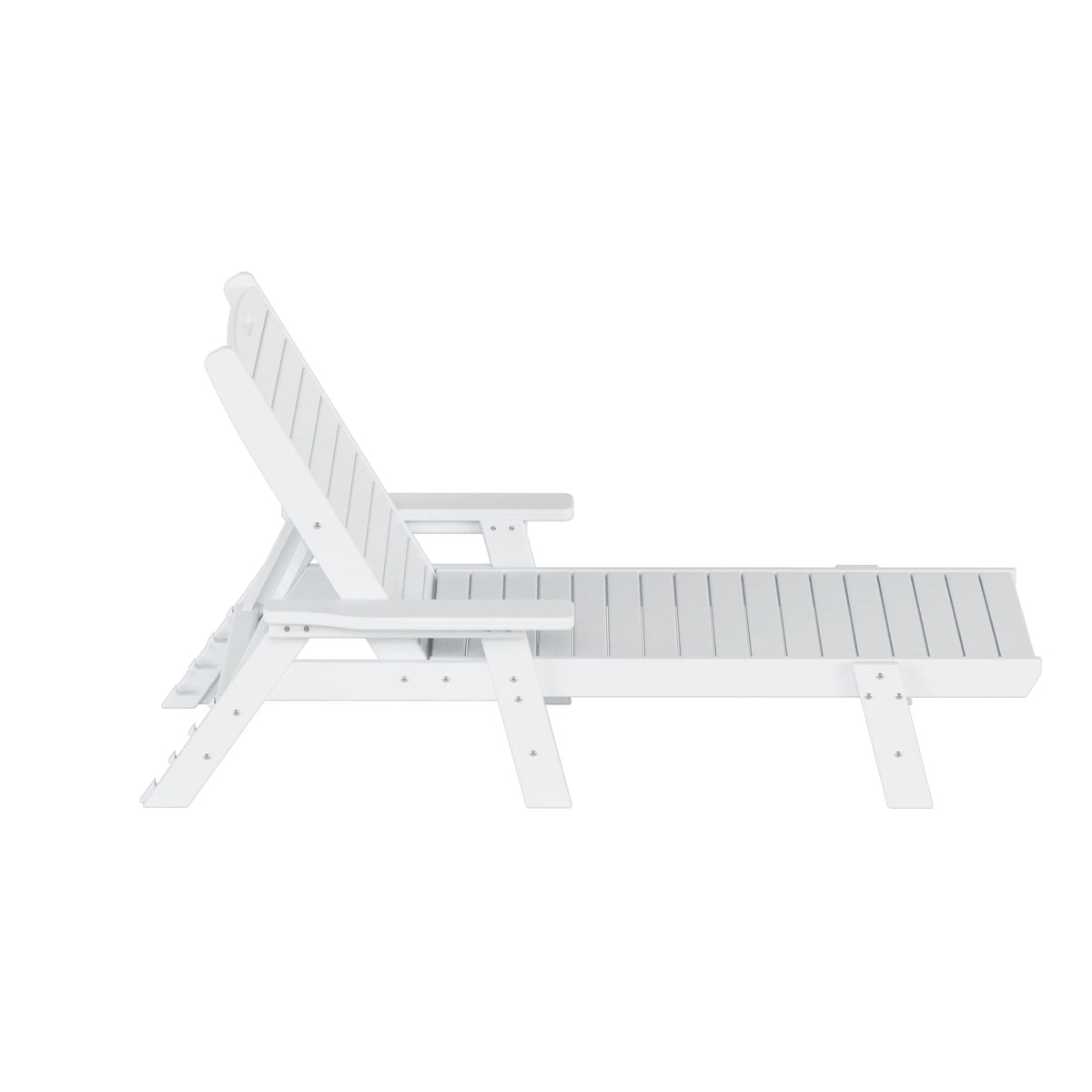 White Plastic Outdoor Chaise Lounge Chair with Adjustable Backrest I3455