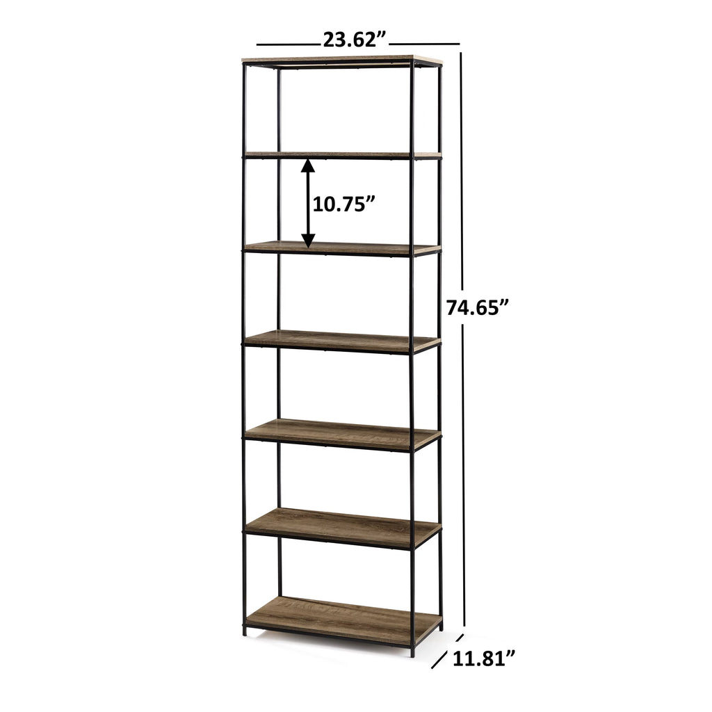 6-Shelf Metal Frame Bookcase Z982