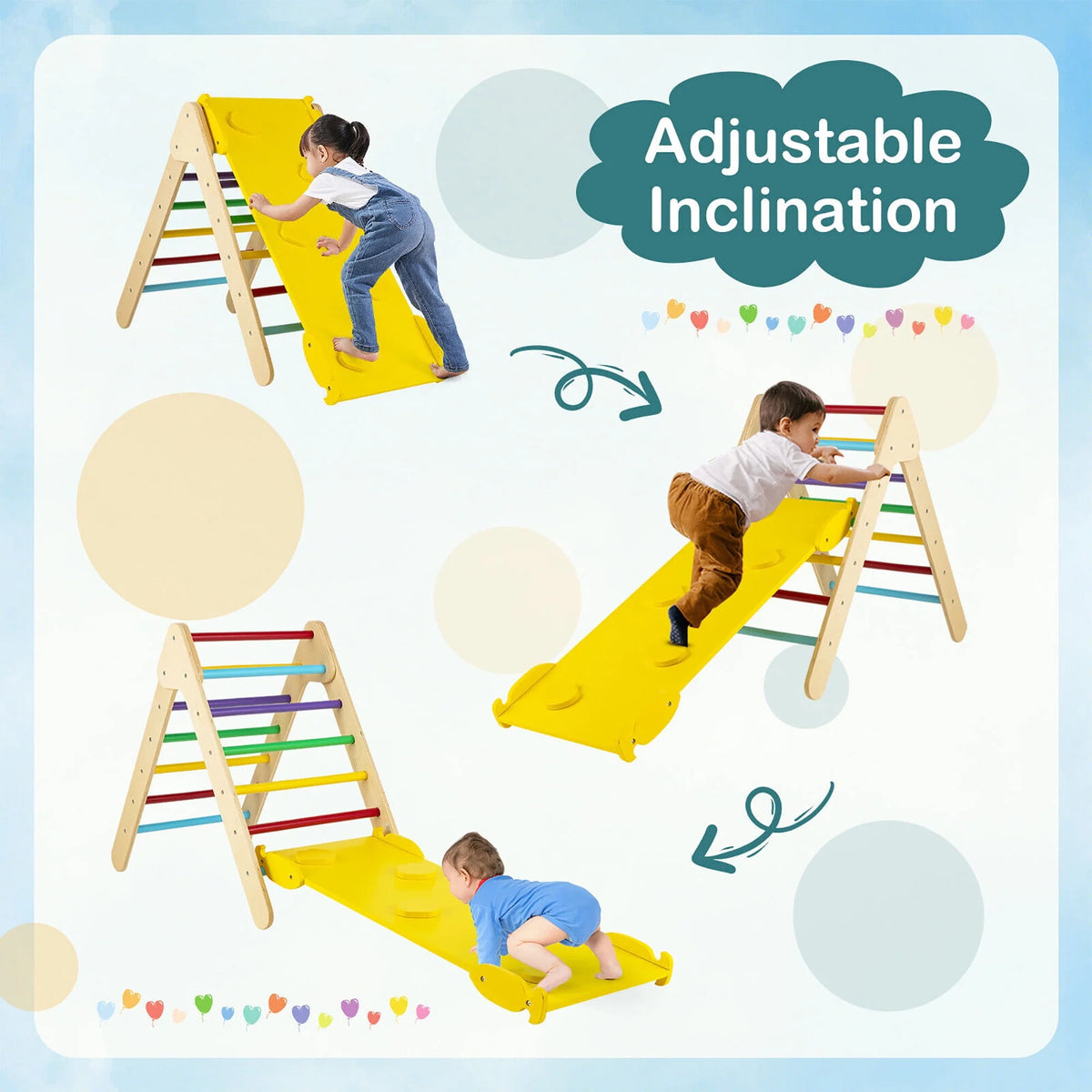 Wooden Climbing Triangle Set with Ramp W69696