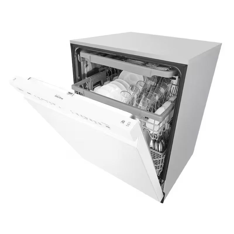White Front Control Dishwasher with 3rd Rack P10873