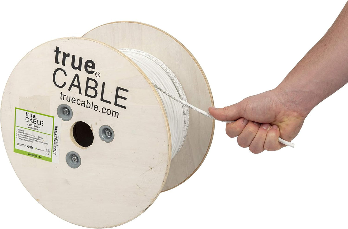 White Cat6 Plenum 500ft Bare Copper Ethernet Cable F642