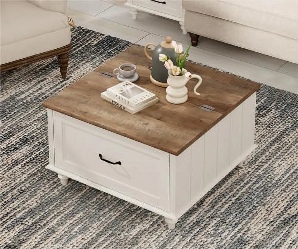 White Lift Top Coffee Table with Drawer Q443