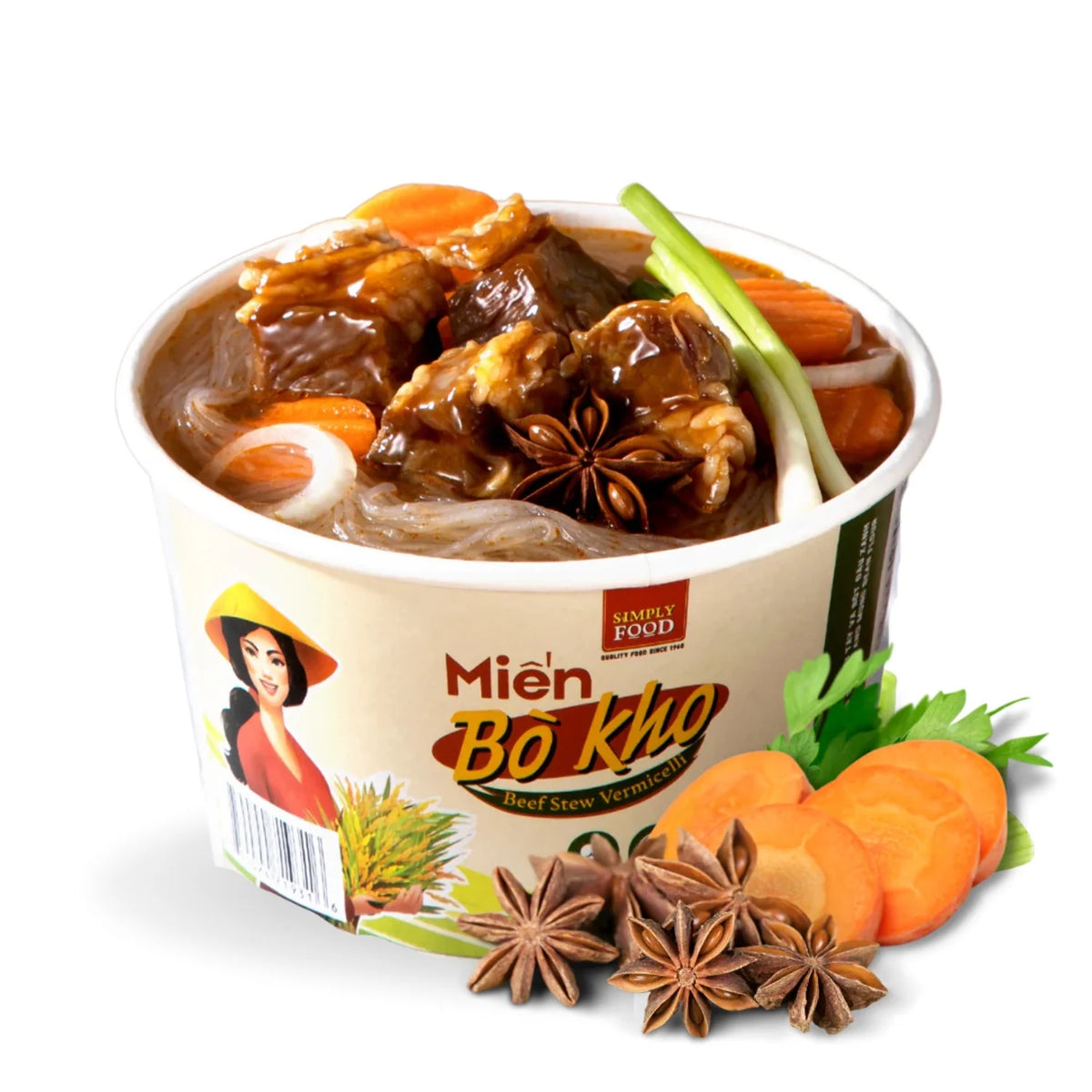Instant Beef Stew Glass Noodle 9 Bowls 55g Fork Included A618448