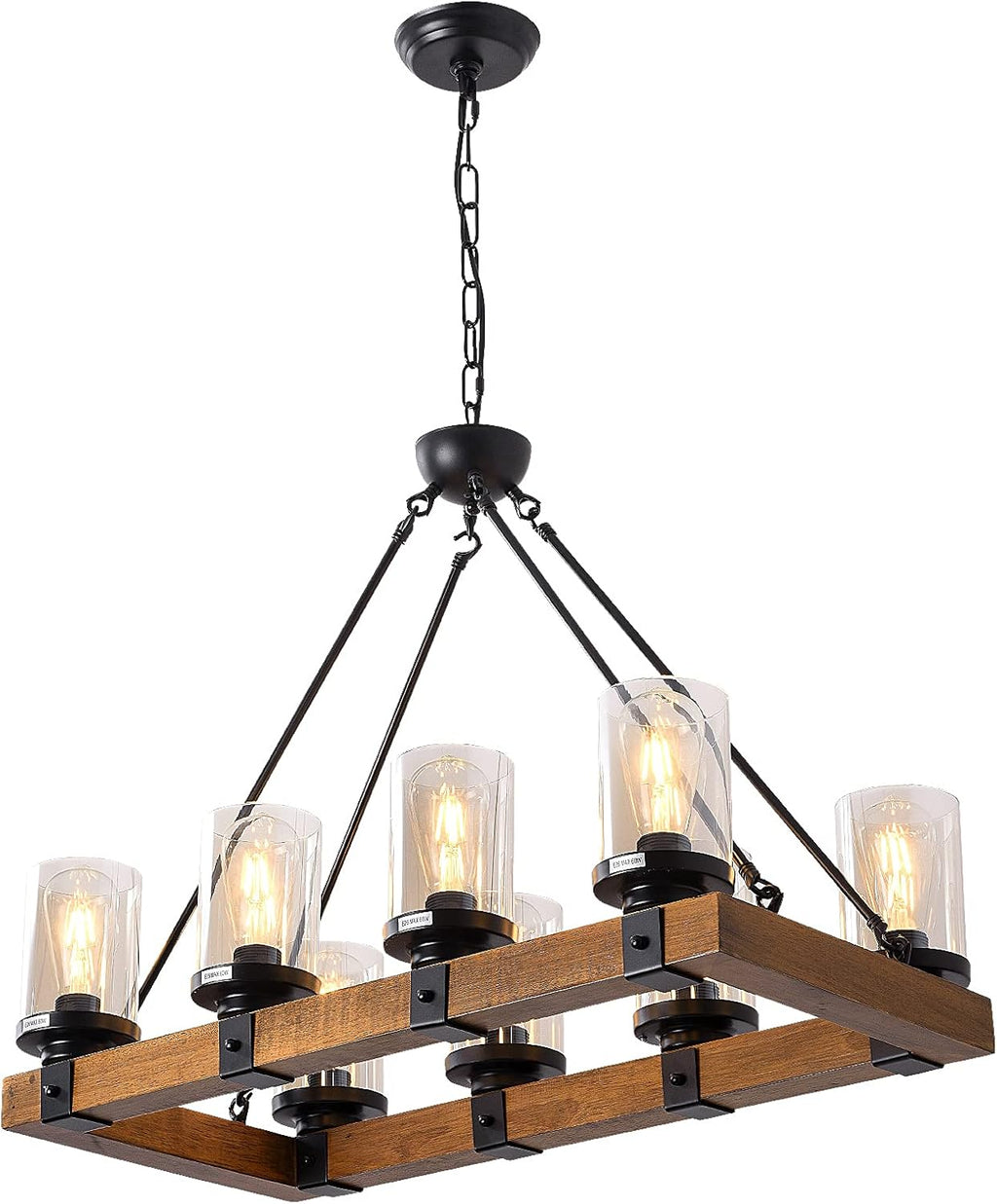 6 Lights Round Wood Wagon Wheel Chandelier A60288