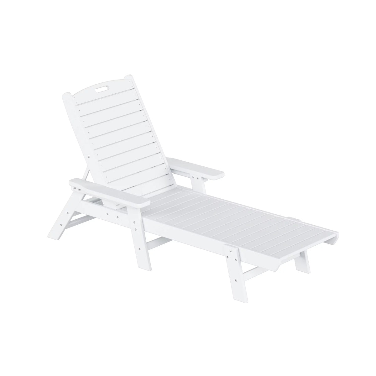 White Plastic Outdoor Chaise Lounge Chair with Adjustable Backrest I3455