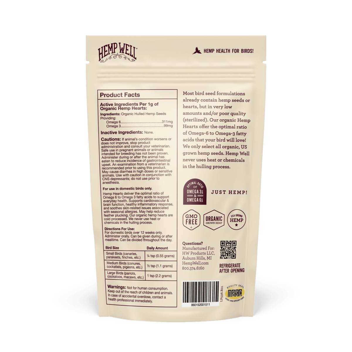 Bird Hemp Hearts Supplement X9700