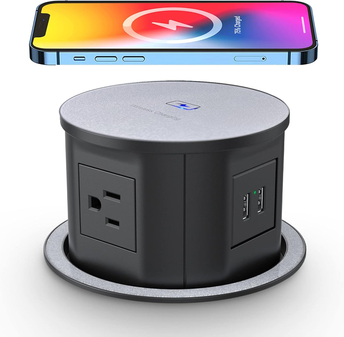 Pop up Power Outlet with 10W Wireless Charger, 4 Outlets, 2 USB V7431