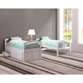 White Twin over Twin Bunk Bed with Trundle and Storage Drawers U8633