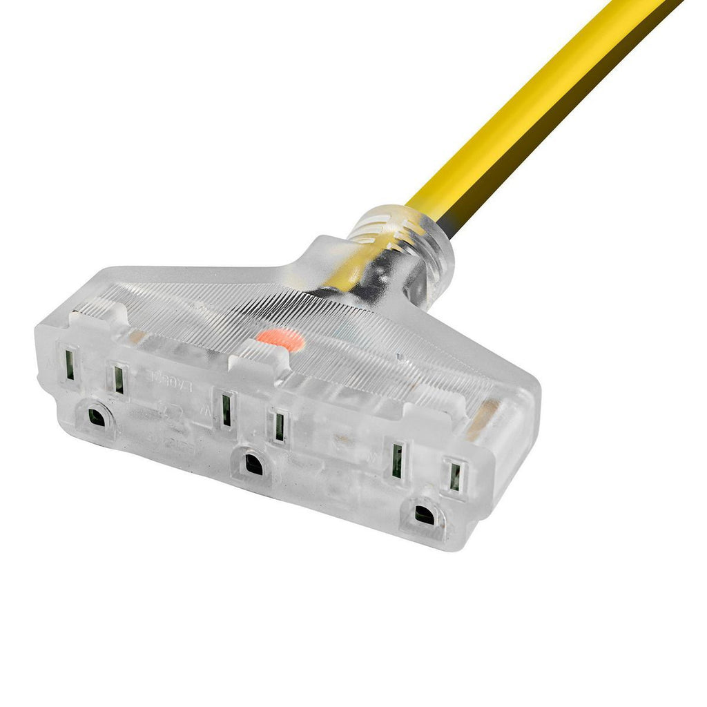 25 ft. 12/3 Gauge Multiple Outlet Extension Cord with Indicator Light, Yellow, Black M268691