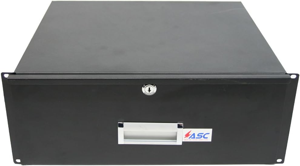 19 Rack Mount 4U Key Lock Drawer Black Z205368