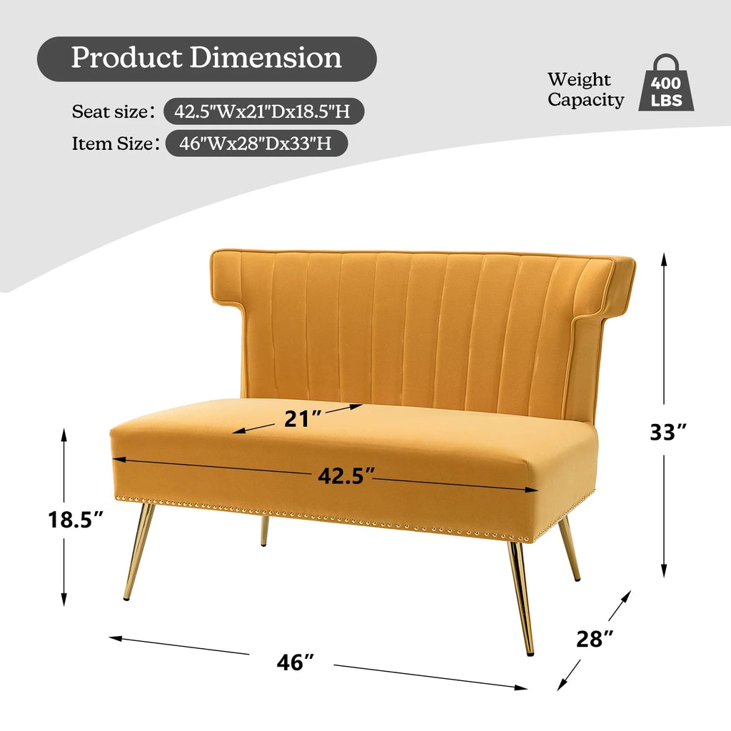 Velvet 2 Seat Wingback Loveseat Sofa T348