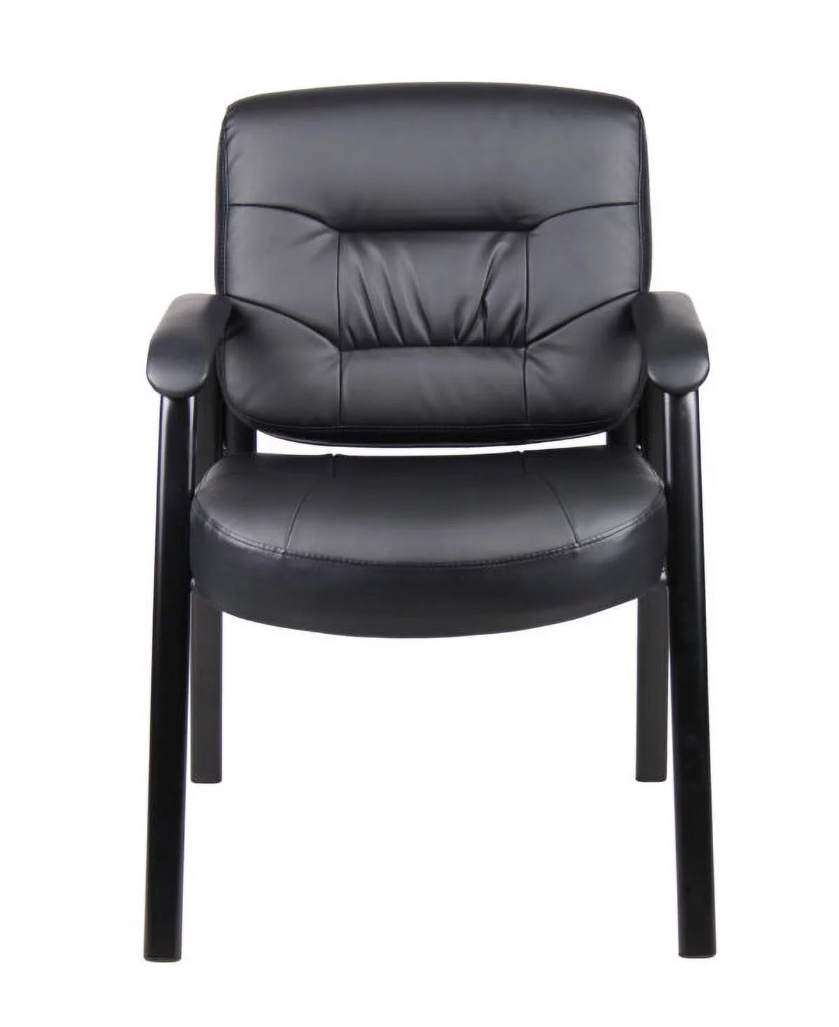 Black Leather Guest Chair with Steel Frame H615