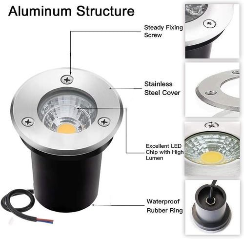 3W 12V-24V IP67 Waterproof LED Well Lights 8 Pack Warm White F3230