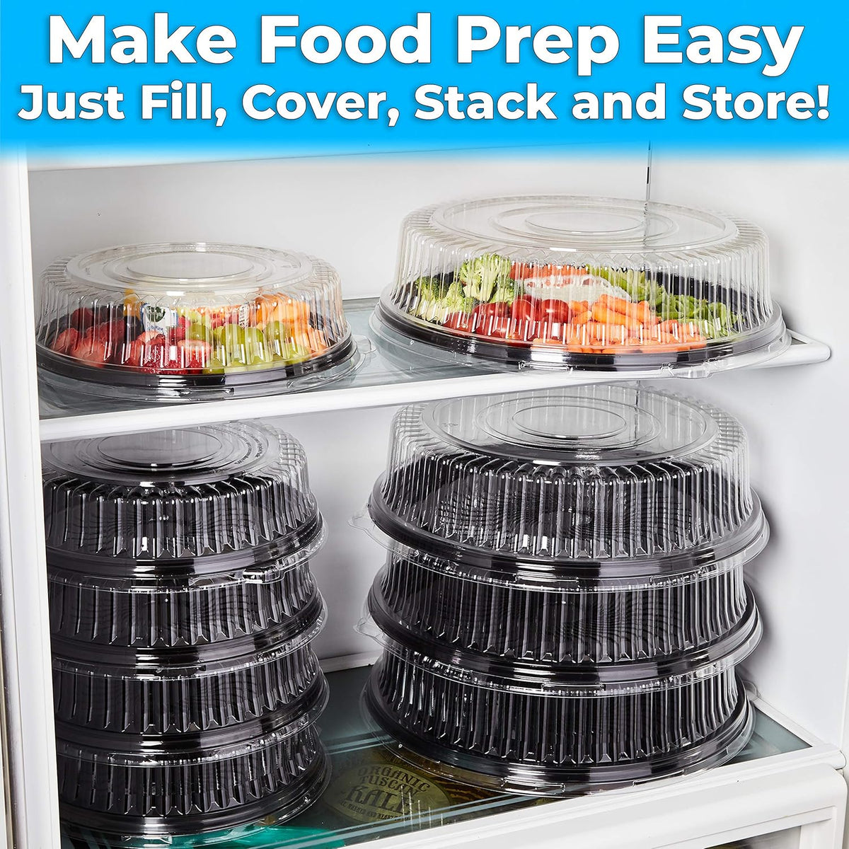 Black Plastic 16 in. Serving Tray and Lid 5pk A23046