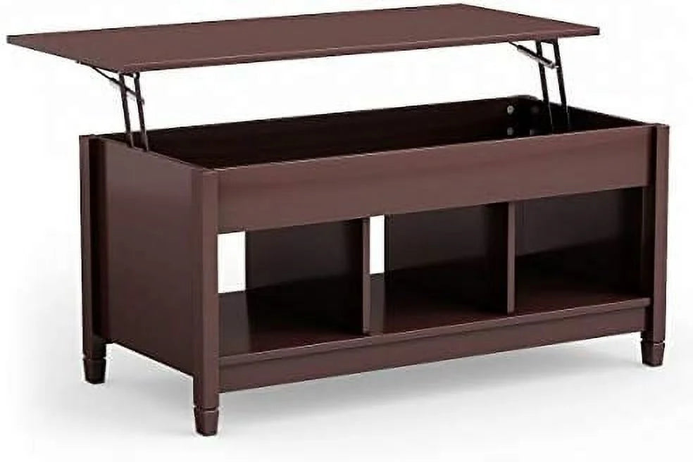 Espresso Lift Top Coffee Table with Hidden Compartment J8253