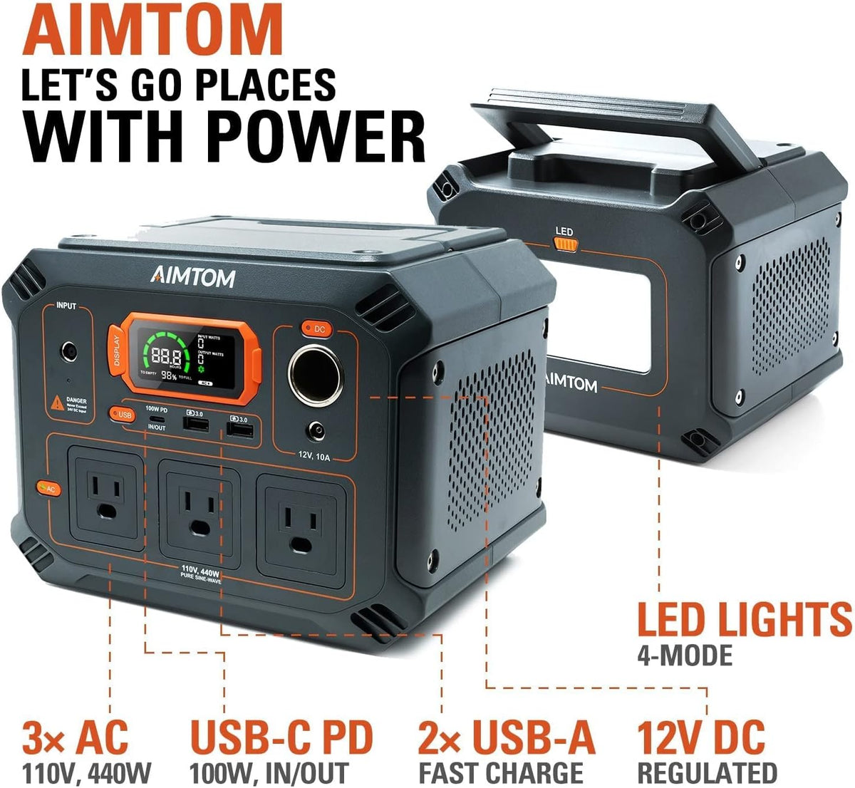 Portable Power Station 403Wh Lithium Battery Solar Generator L98152