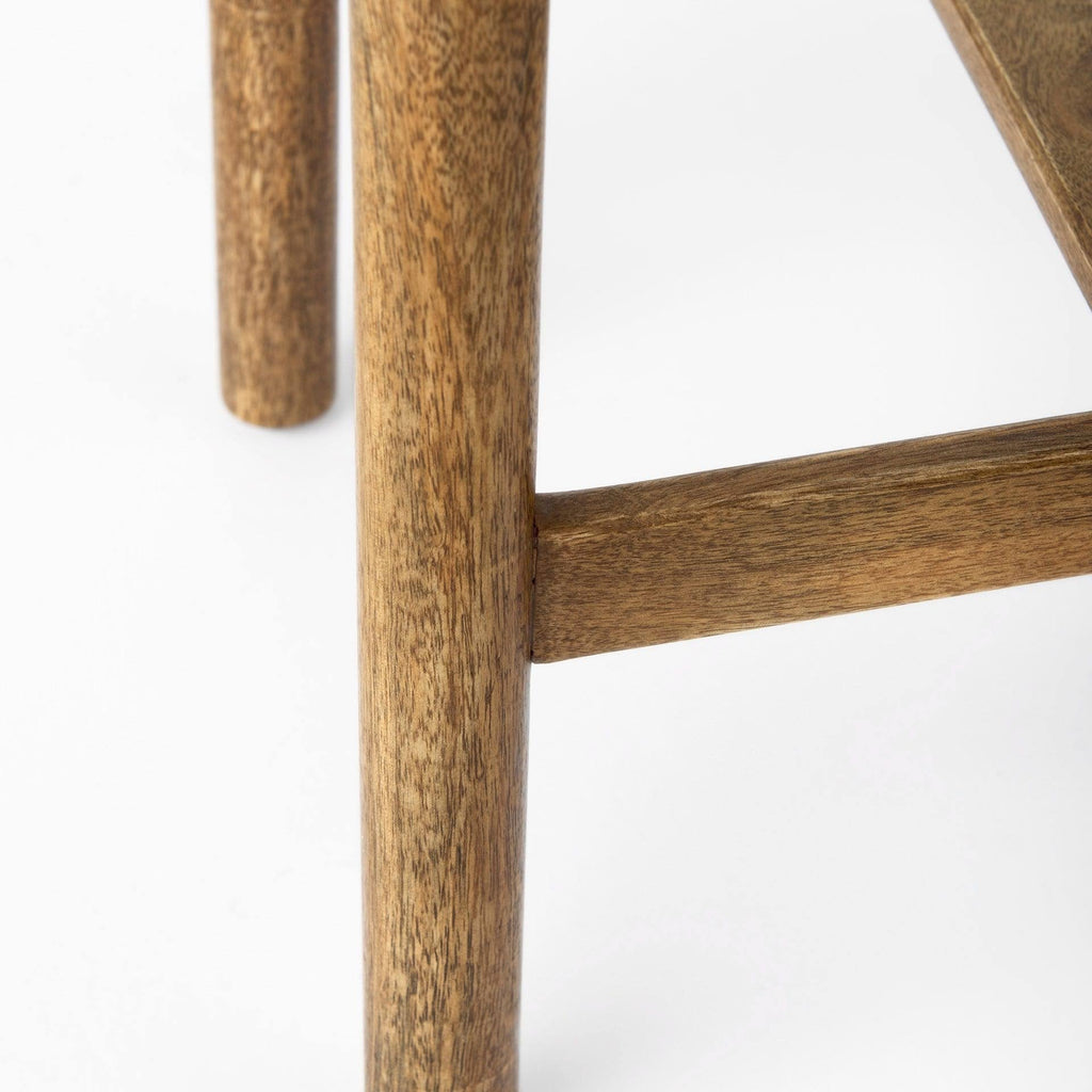 Cognac Brown Leather Medium Brown Wood Bar Stool A19415