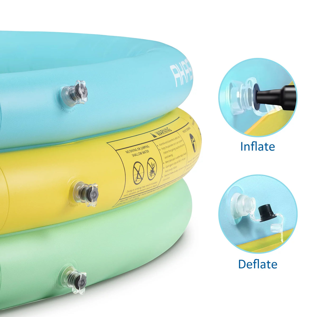 59'' x 13'' Inflatable 3 Rings Round Kiddie Pool V11995