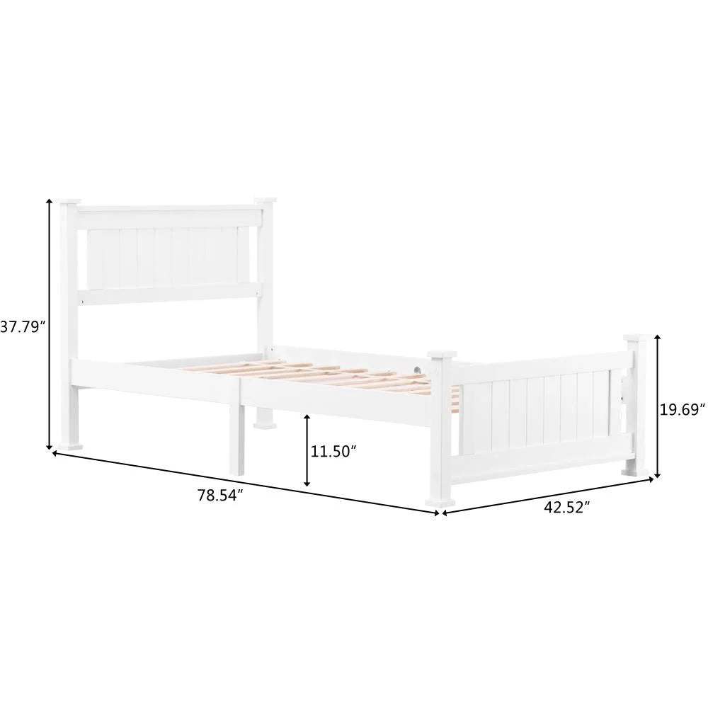 Gray Solid Pine Wood Twin Bed Frame with Headboard N784297