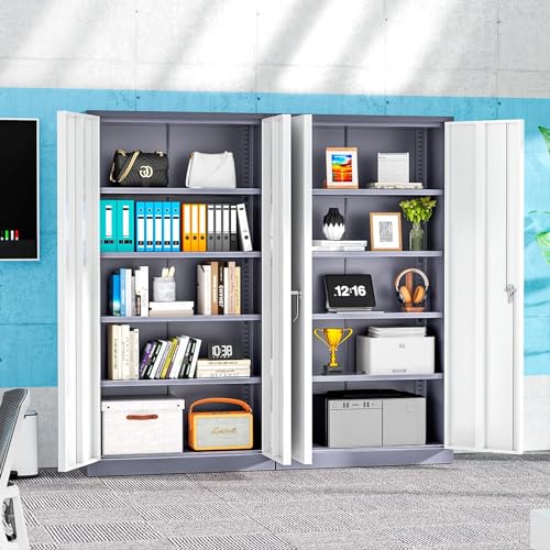 Metal Storage Cabinet with Wheels, 73" with Door and 4 Shelves, Black D19086