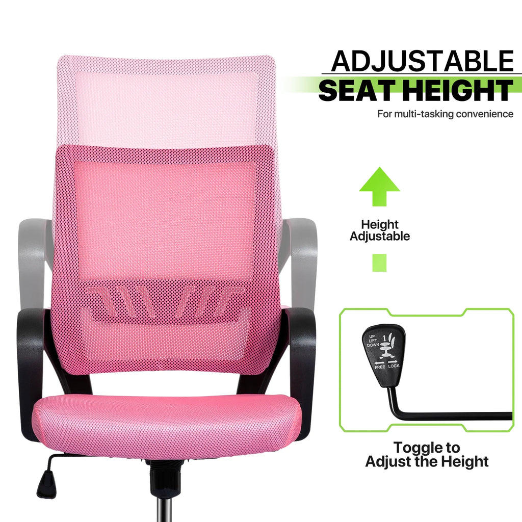 Pink Mesh Office Chair with Armrests Y5271