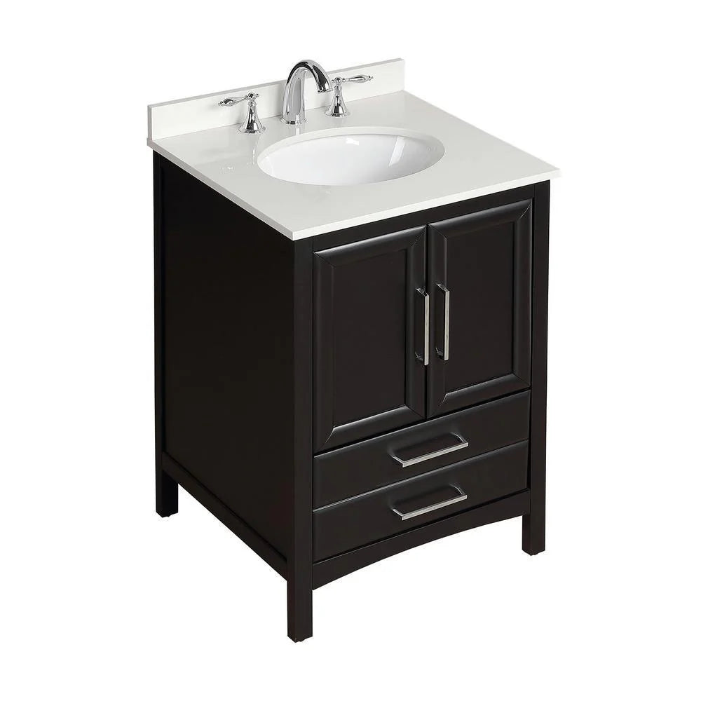 24 in. Espresso Bath Vanity with White Cultured Marble Top and White Basin Z639