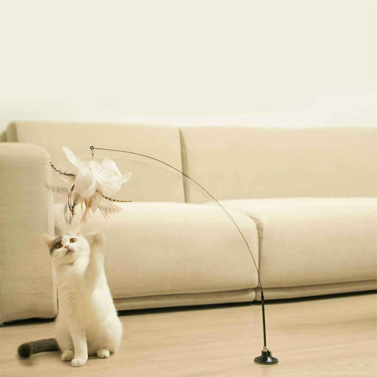 Cat Toy Wand with Bird Feather Ball E671523