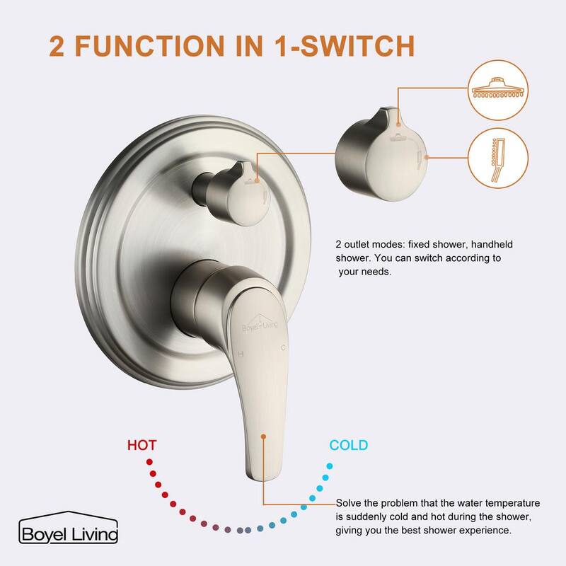 10 in. Wall Mount Dual Shower Heads with Valve in Brushed Nickel I70443