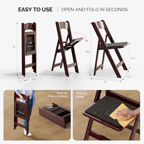 White 4 PC Resin Folding Chairs with Cushion U89386