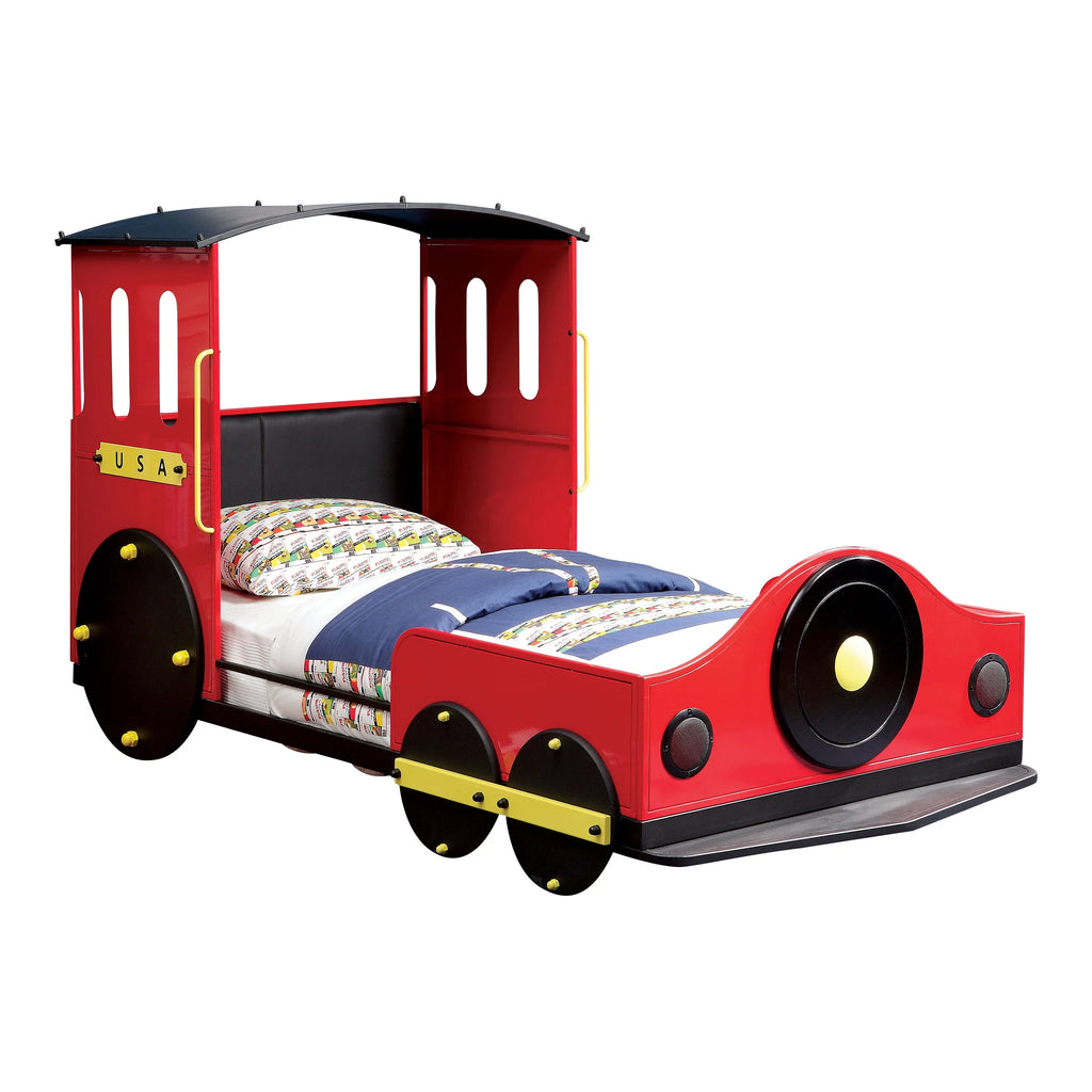 Twin Red and Black Panel Bed R8465