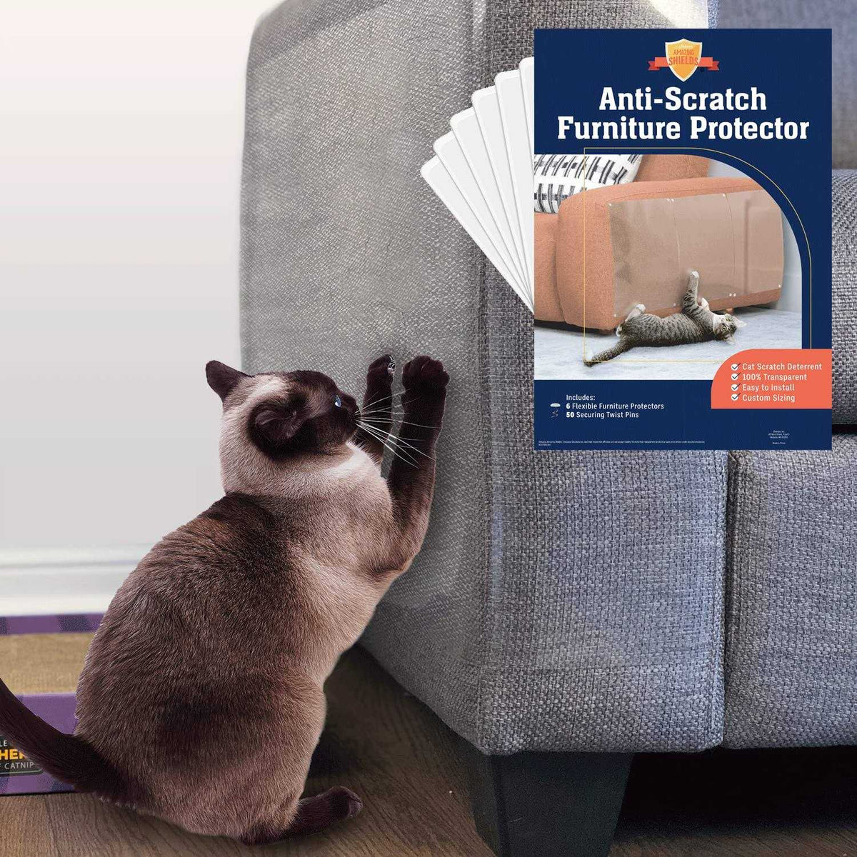 Cat Scratch Deterrent 6-Pack 17-inch x 12-inch Furniture Protectors Q64562