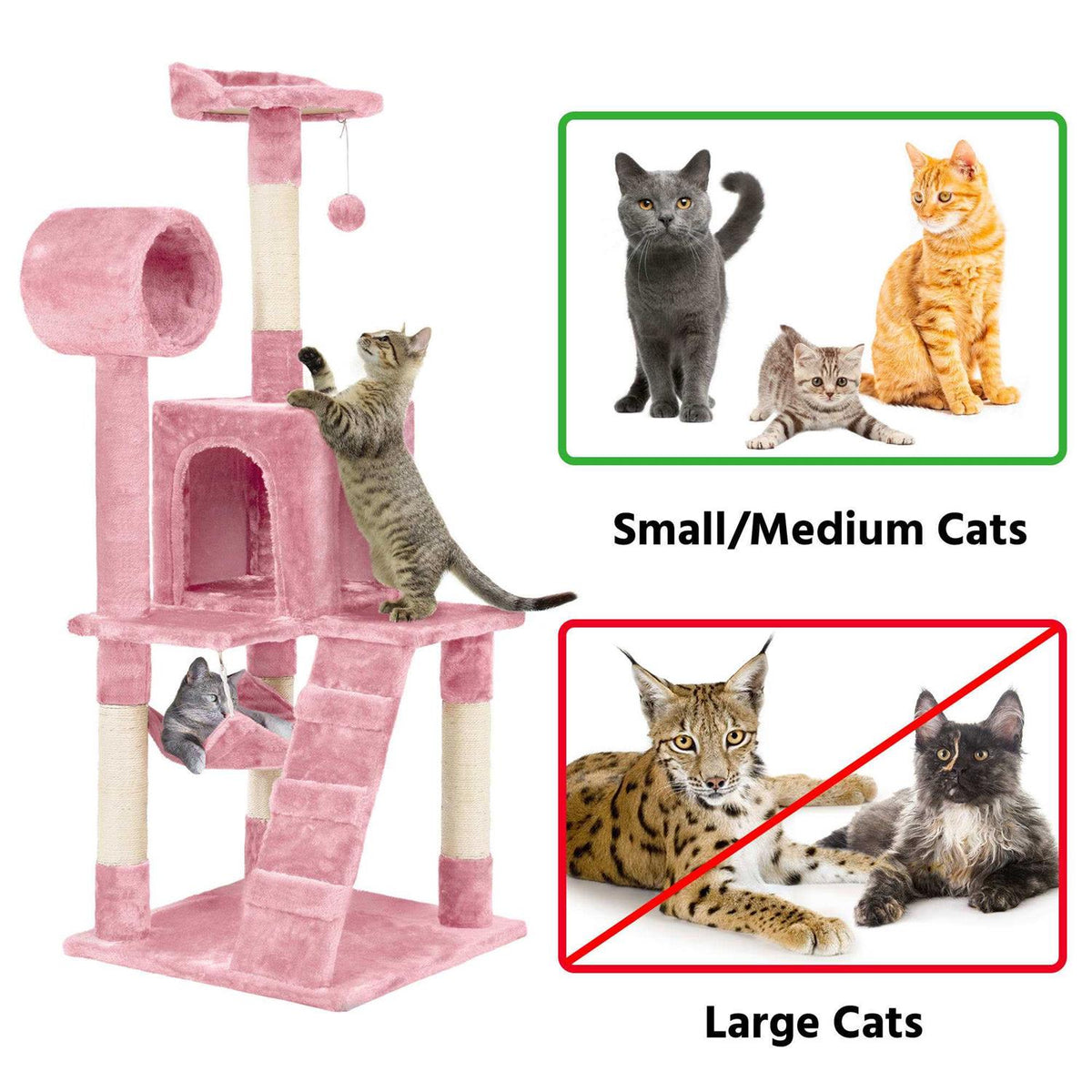 Plush Cat Tree Condo with Hammock Tunnel D181