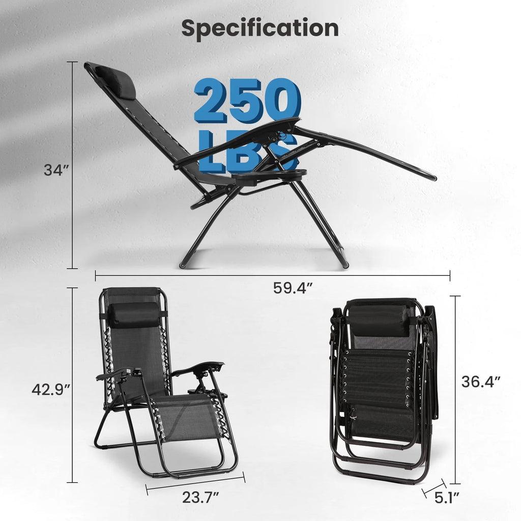 Set of 2 Black Zero Gravity Chair S59038